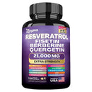 Resveratrol, Fisetin, Berberina, Quercetin Cápsula Suplemento, Pele, Imunidade, Antioxidante, Promove Saúde e Metabolismo Geral