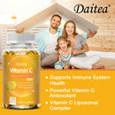 Cápsulas de vitamina C - 2.000 mg, promovem a produção de colágeno, apoiam a pele e a saúde imunológica, poderoso antioxidante, 120 cápsulas