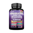 Resveratrol, Fisetin, Berberina, Quercetin Cápsula Suplemento, Pele, Imunidade, Antioxidante, Promove Saúde e Metabolismo Geral